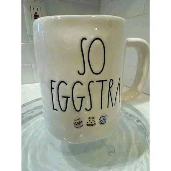 RAE DUNN Easter "SO EGGSTRA" Mug With Eggs & Yellow Interior - Picture 9 of 12